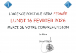 Poste fermée le 16 février