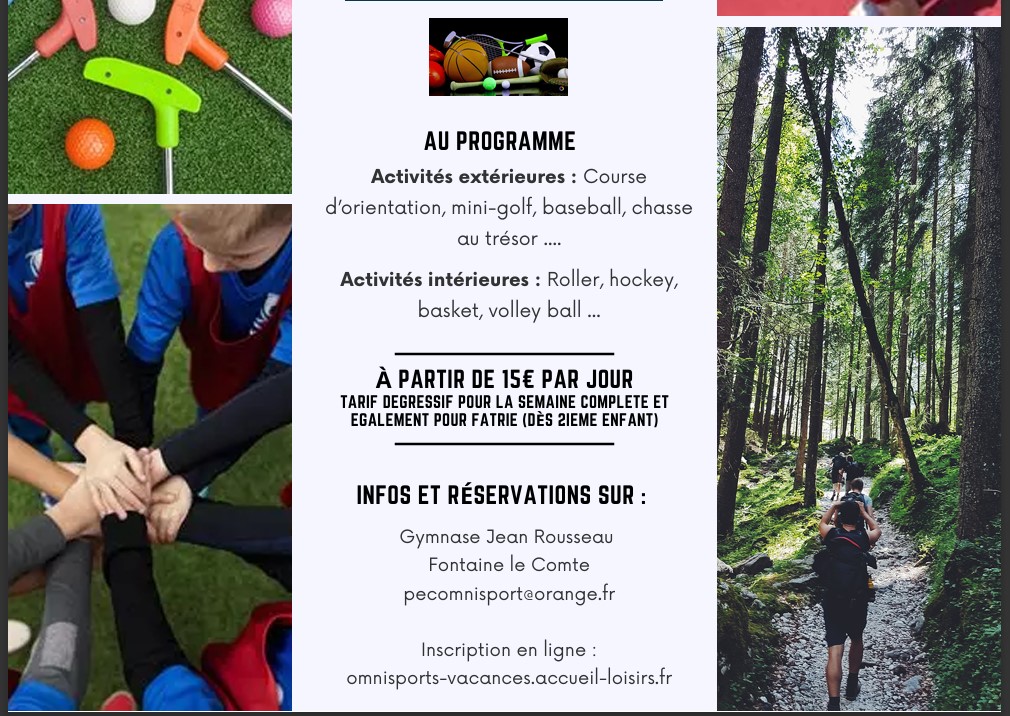 PEC Omnisport : stage multisports à Fontaine le Comte