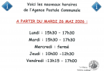 Agence Postale : Nouveaux horaires