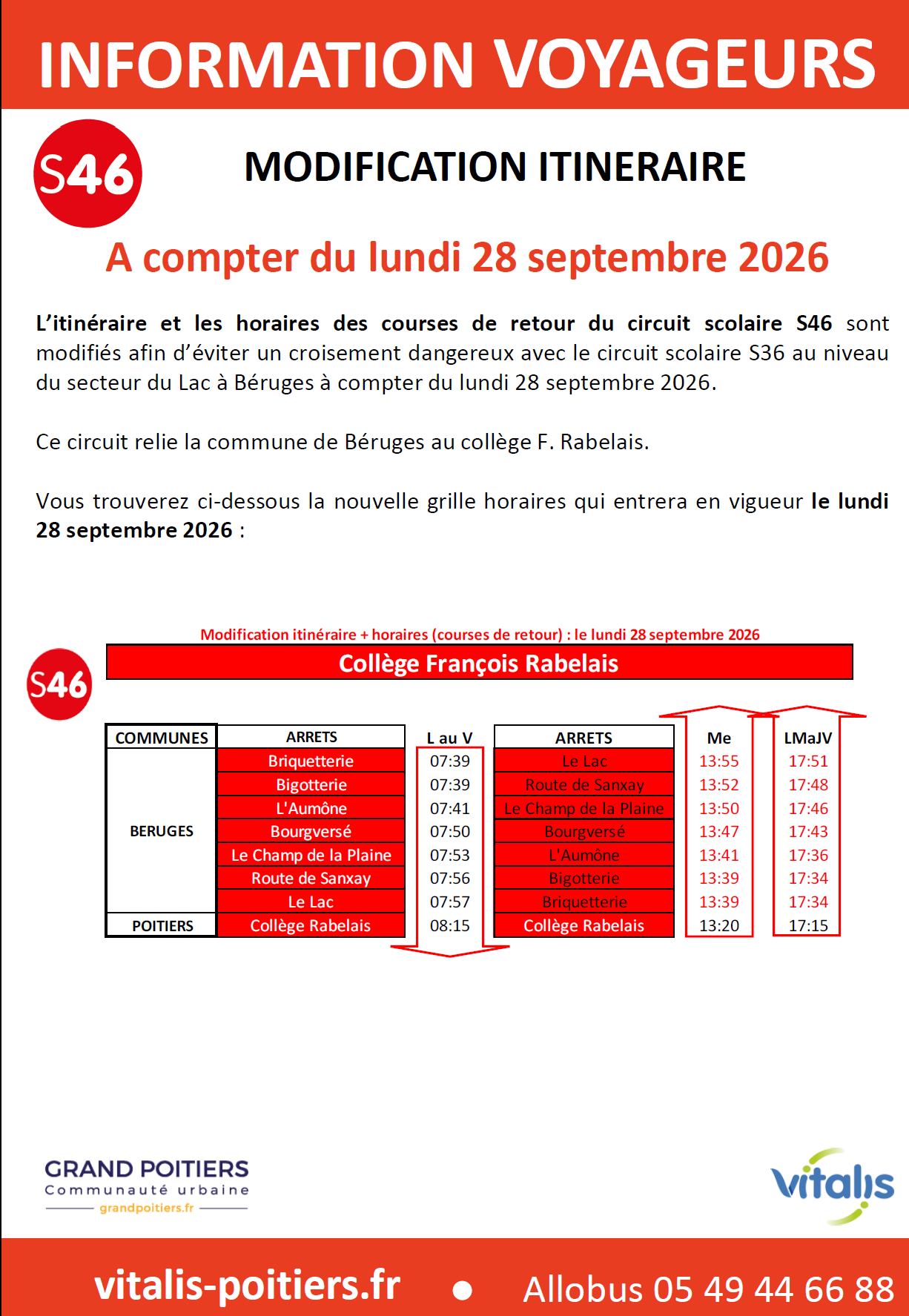 Transports scolaire : ligne S46 Transports scolaire : ligne S46